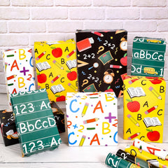 12 Pieces Back to School Wrapping Paper Welcome Back to School Wrapping Paper First Day of School Gift Wrapping Paper for Classroom Party Decoration Supplies 68cm x 50cm