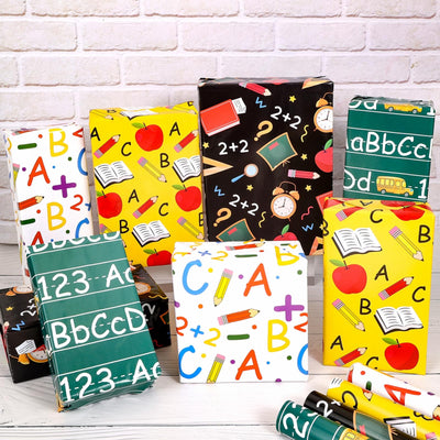 12 Pieces Back to School Wrapping Paper Welcome Back to School Wrapping Paper First Day of School Gift Wrapping Paper for Classroom Party Decoration Supplies 68cm x 50cm
