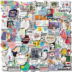 Aowplc 100 Pcs Natural Sciences Stickers Pack Physics Chemistry Biology Experiment Vinyl Stickers Student Science Laboratory Decals for Laptop Water Bottle Notebook Luggage Computer Decor