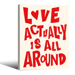 70s Retro Love Wall Art Love Actually Is All Around Poster Romance Valentines Day Wall Decor 12X16 inch Framed Red Funky Art Prints for Living Room Girly Bedroom