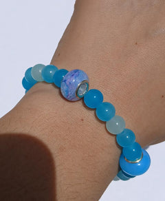 Icy Blue Glass Beaded Bracelet