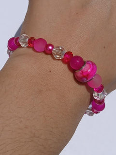 Hot Pink Glass Beaded Bracelet