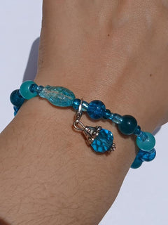 Ocean Blue Glass Beaded Bracelet