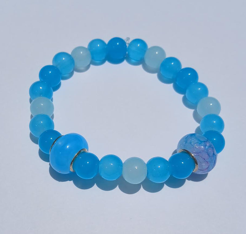 Icy Blue Glass Beaded Bracelet