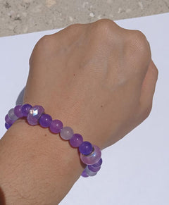 Purple Ombre Amethyst Glass Beaded Bracelet