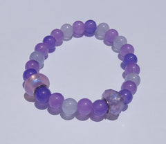 Purple Ombre Amethyst Glass Beaded Bracelet