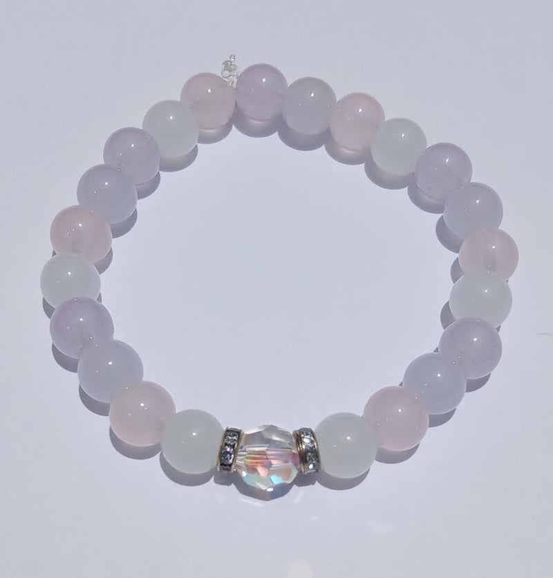 Purple/Pink Pastel Glass Beaded Bracelet