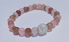 Brown/Pink Patterned Glass Beaded Bracelet