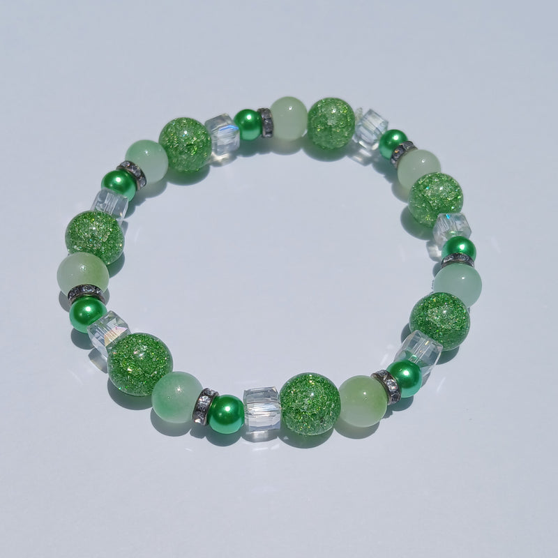 Green Glass Beaded Bracelet