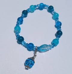 Ocean Blue Glass Beaded Bracelet