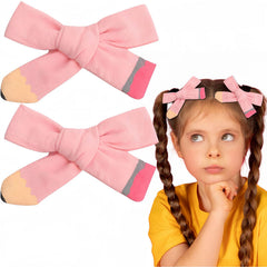 Back to School Hair Clips Pencil Bows Hair Clips for Baby Girls First Day of School Kindergarten Students Hair Decoration (Pink Pencil)
