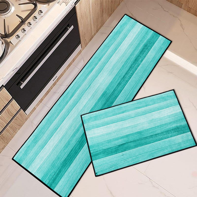 Tayney Turquoise Kitchen Rugs and Mats Non Skid Washable Set of 2 Teal Green Wood Stripe Kitchen Mats for Floor Modern Simple Kitchen Runner Rug Abstract Kitchen Decor