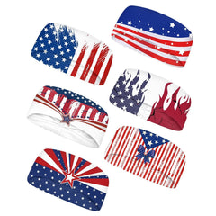 Forchrinse American Flag 4th of July Sport Headbands for Men Women 6Piece Patriotic Sweatband Headband Non Slip Hair Wrap for Running Athletic Travel