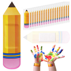 Geiserailie 120 Pcs Kids Crayon Bandages Classroom Pencil Shaped Bandages 6 Colors Children Bandages Strips for Kids Students Back to School Party Supplies Teachers Gifts(Pencil)