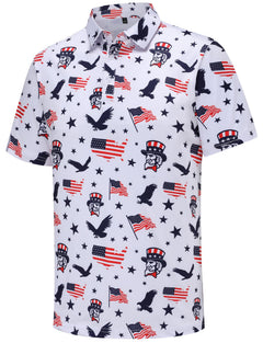 Mens Golf Polo Shirts Funny Golf Polo Shirts for Men American USA Flag Patriotic Golf 4th of July Shirts for Men