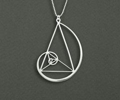 Geometric Triangle and Spiral Necklace with Fibonacci Pendant