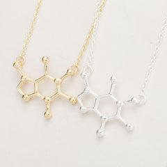 Caffeine Molecule Pendant Necklace for Chemistry Lovers