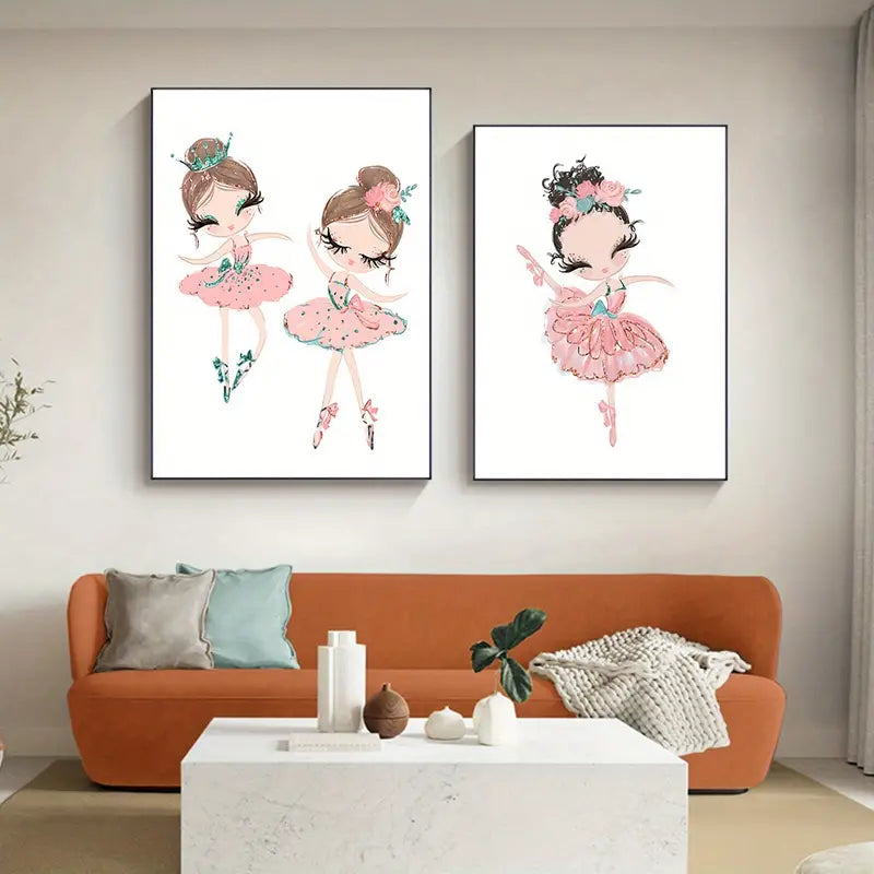 3pcs Ballet Girl Canvas Prints for Nursery Wall Art