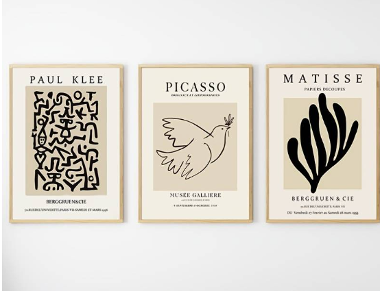 Frameless Abstract Art Prints by Matisse & Picasso (3pcs)