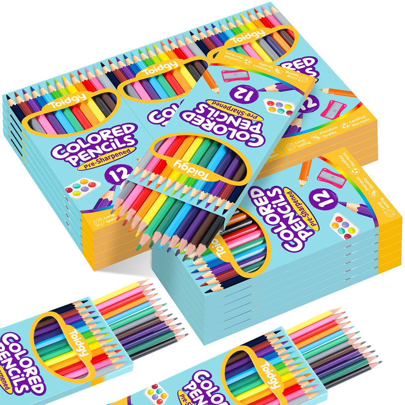 288 Count Colored Pencils Bulk 24 Packs Colored Pencils for Kids 12 Colors Pre-sharpened Coloring Pencils for Adults Bulk School Supplies for Teachers Back to School Supplies Classroom Prizes