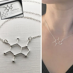 Caffeine Molecule Pendant Necklace for Chemistry Lovers