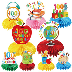 100th Day of School Decorations - Rakuto 9PCS School Theme Honeycomb Centerpieces Decorations 100th Day of School Party Table Decorations Supplies Kids 100 Days of School Party Decor School Home