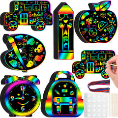 JellyArch 96 Pieces Welcome Back to School Scratch Cards for Kid Pencil Party Supplies Colorful First Day of School Paper DIY Craft for School Classroom Appreciation Activity DIY Project (Mixed Style)