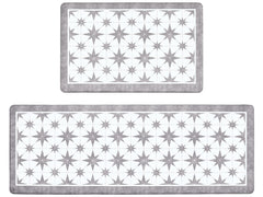 OnesCosy Anti Fatigue Kitchen Mat Set of 2 Kitchen Floor Mat Cushioned Kitchen Rug Non Slip Comfort Kitchen Standing Mat for Kitchen Floor Grey Star Tile 17.3"x27.6"+17.3"x47.2"