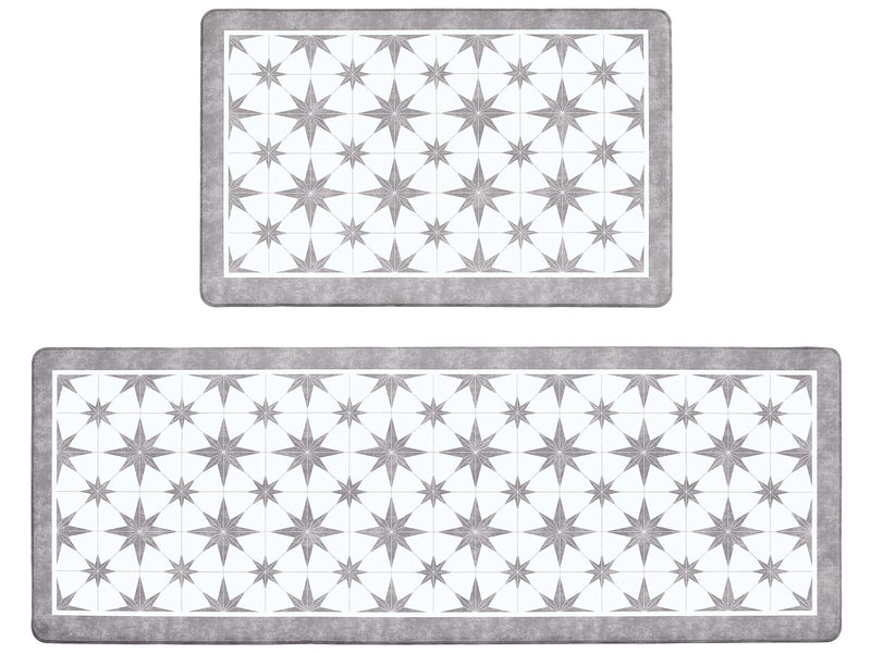 OnesCosy Anti Fatigue Kitchen Mat Set of 2 Kitchen Floor Mat Cushioned Kitchen Rug Non Slip Comfort Kitchen Standing Mat for Kitchen Floor Grey Star Tile 17.3