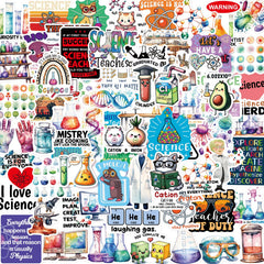 100 Pcs Natural Science Stickers Science Classroom Decor Physics Chemistry Biology Experiment Vinyl Waterproof Stickers Student Laboratory Decals for Laptop Water Bottle for Kids Teens