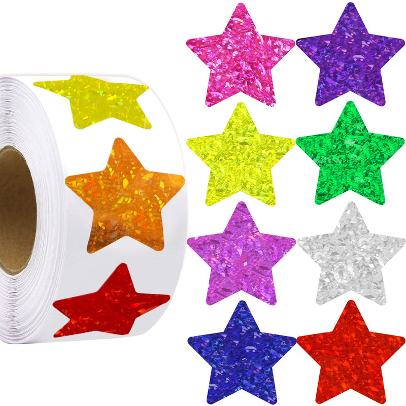 Glitter 100 Days of School Star Stickers 500pcs Back to School Reward Star Stickers Decorative Star Stickers Holiday Classroom School Rewards Supplies