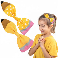 Back to School Pencil Hair Bows Clips for Girls School Bows for Girls Cute Yellow Pencil Patterns Kindergarten Girls Students Toddler School Hair Accessories (Yellow Pencil)