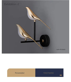 Modern Magpie LED Wall Lamp for Bedroom Decor