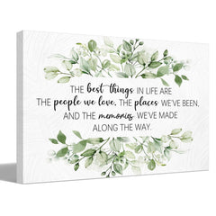 BIWSHA Inspirational The Best Things Quotes Canvas Wall Art Prints Decor for Home Bathroom Bedroom Living Room Office，Positive Themed Paintings Art Decor 16x24 Inches，Green Plants Art Gifts