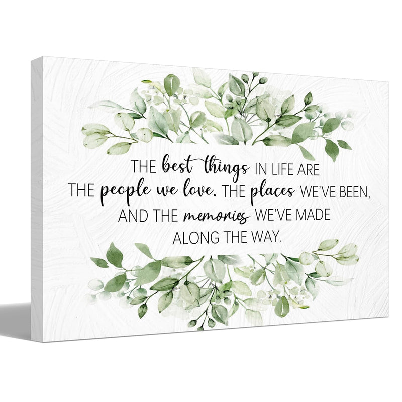 BIWSHA Inspirational The Best Things Quotes Canvas Wall Art Prints Decor for Home Bathroom Bedroom Living Room Office，Positive Themed Paintings Art Decor 16x24 Inches，Green Plants Art Gifts
