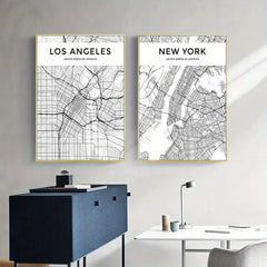 3pcs 11.8x15.7in Abstract City Map Art Prints