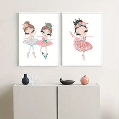 3pcs Ballet Girl Canvas Prints for Nursery Wall Art