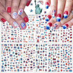 10Pcs Independence Day Nail Stickers Patriotic Nail Decals 4th of July Nail Art Stickers American Flag Eagle Fireworks Heart Stars Nail Design Stickers Self-Adhesive Nail Supplies for Women DIY Nail