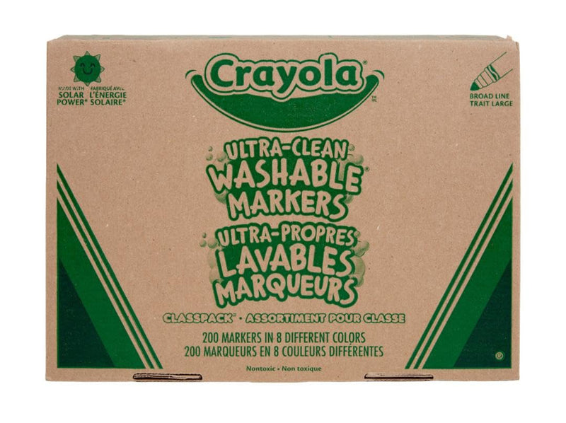 Crayola Broad Line Washable Markers - 200ct (8 Colors) Kids Bulk Classroom Markers Back to School Teacher Classroom Must Have