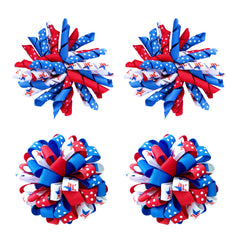 July 4th Korker Hair Bow Clip 3 Kids Patriotic Curly Corker Fireworks Cheer Bow Alligator Barrettes Toddler Baby Girls Independence Day Christmas Party Favor Gift Accessories