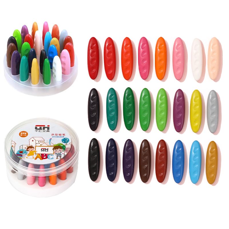 FXYRTKLCZ Peanut Crayon for kids 24 colors washable drop resistant non-toxic for ages 2-4 1-3 4-8 coloring art supplies back-to-school gifts for boys and girls