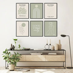 6pcs Sage Green Matisse Wall Art Prints for Aesthetic Room