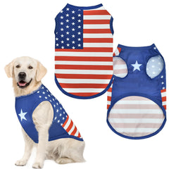 LyssKMK 4th of July Dog Costume Patriotic Dog Sleeveless Shirt Dog American Flag Summer Tank Top Mesh Breathable Independence Day Outfits for Large Dog L
