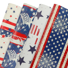 PUIKSXER Patriotic Wrapping Paper - Gift Wrap for 4th of July & Memorial Day - 12 Sheets American Flag Design - Red White & Blue Decorative Paper for Gifts 19.7x27.6 Inches