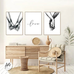 3pcs Love Hand in Hand Wall Art Canvas Prints Set