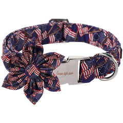 Unique Style Paws 4th of July Dog Collar with Bow American Flag Dog Collar with Bow Tie Adjustable Patriotic Dog Collar for Small Medium Large Dogs Pets Independence Day Gifts