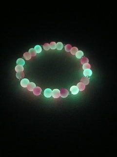 Glass Beaded Glow in the Dark Bracelet (Rainbow)