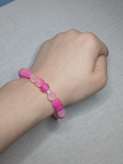 Glass Bead Glow in the Dark Bracelet (Pink)
