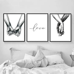 3pcs Love Hand in Hand Wall Art Canvas Prints Set