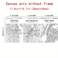 3pcs 11.8x15.7in Abstract City Map Art Prints